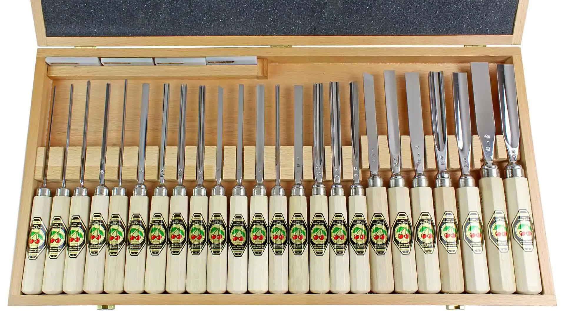 Ensemble de 24 Gouges dans une Boîte en Bois TWO CHERRIES