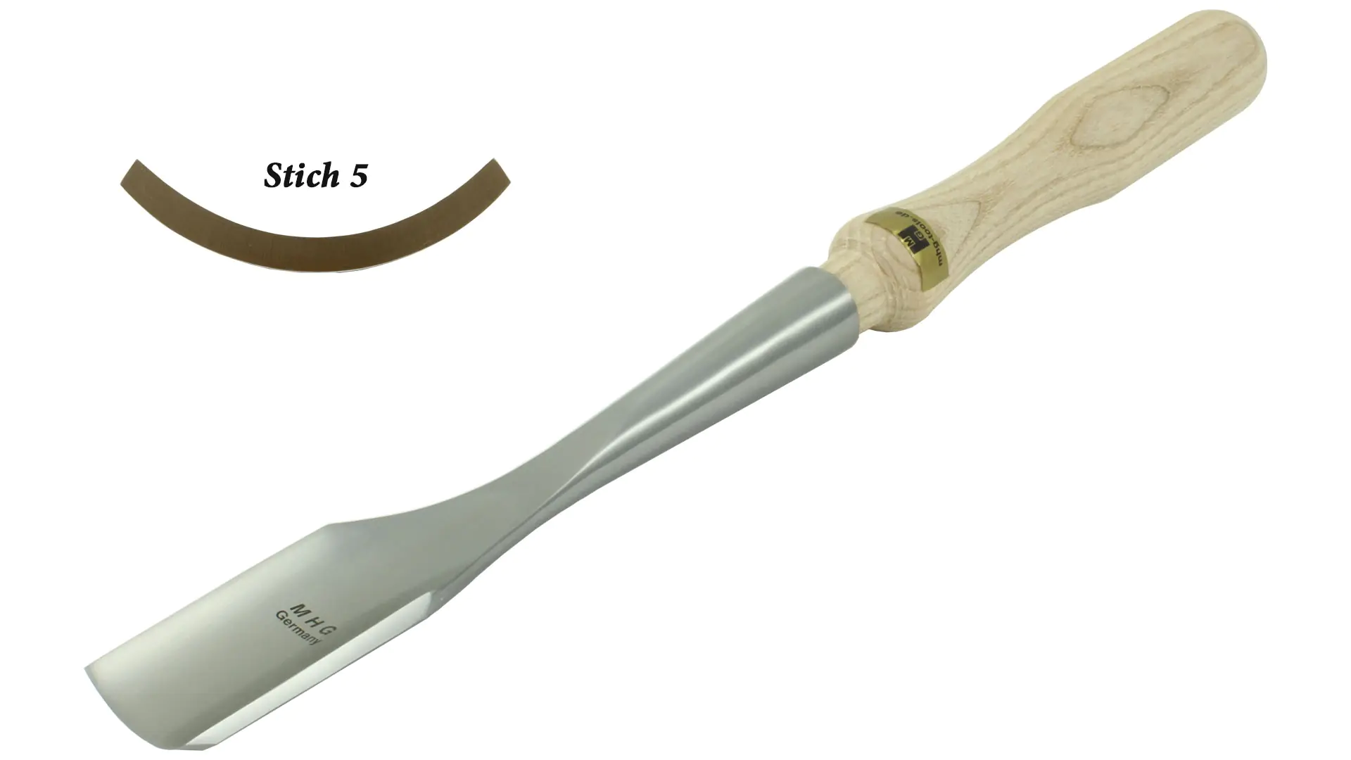 Gouge de Charpentier D = 50 mm Lame de Balayage 5 480 mm avec Poignée en Frêne Huilé MHG