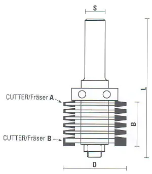 Fraise pour Jointure Collée avec Roulement Guide TCT D=39.7mm B=36mm L=96mm Z=2 S=12mm KLEIN