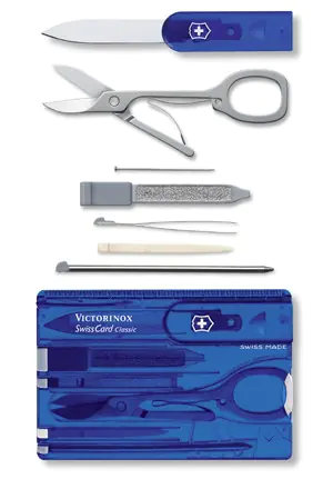 SWISSCARD CLASSIC Bleue Transparente 10 Fonctions VICTORINOX