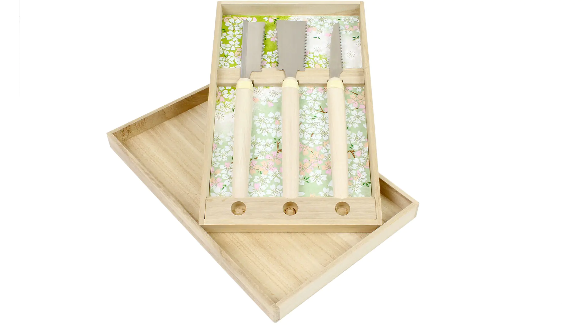 Ensemble de 3 Mini Scies Japonaises dans une Boîte en Bois avec Poignée 130mm HISHIKA