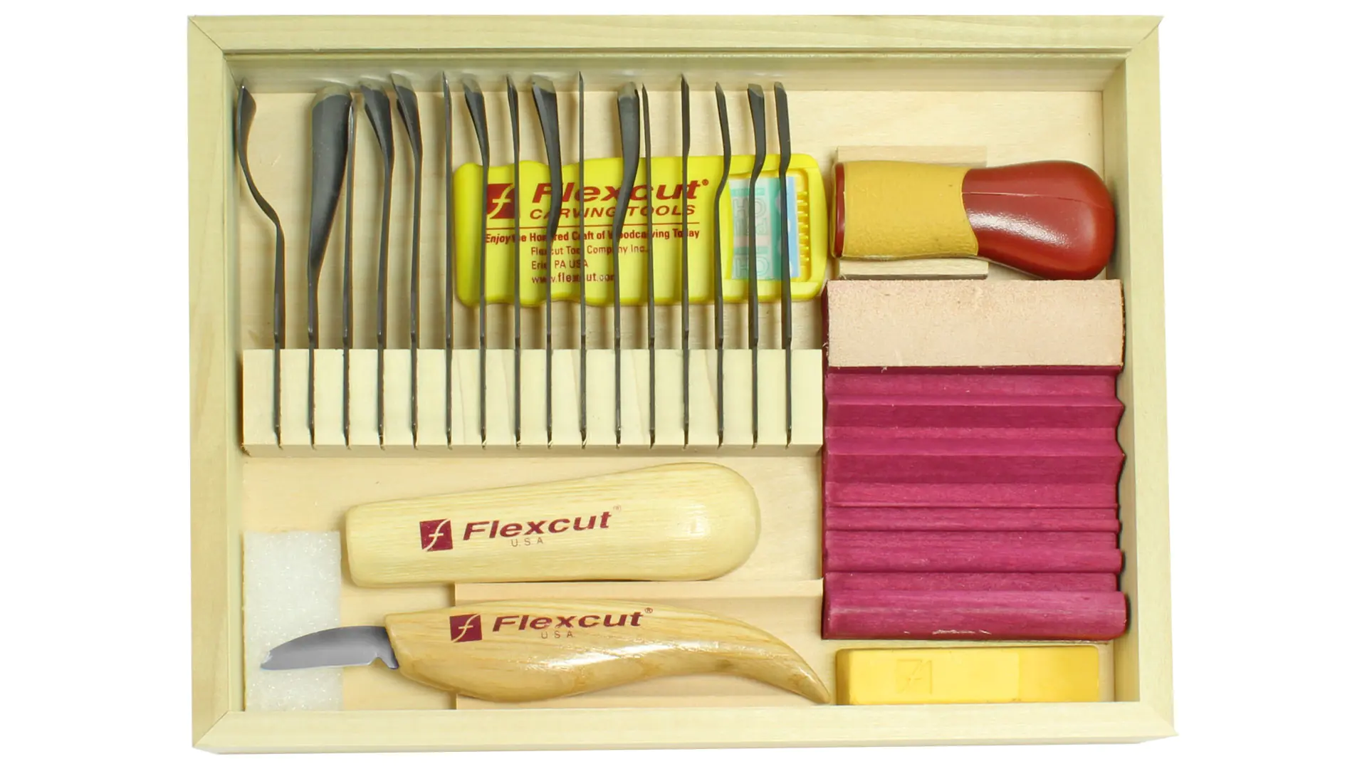 Set de Sculpteur Artisanal Luxe 21 pièces dans une Boîte en Bois FLEXCUT