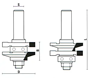 Assemblage de Fraises Rail et Montant (1) avec Roulement TCT D=41mm B=22mm L=70mm S=8mm KLEIN
