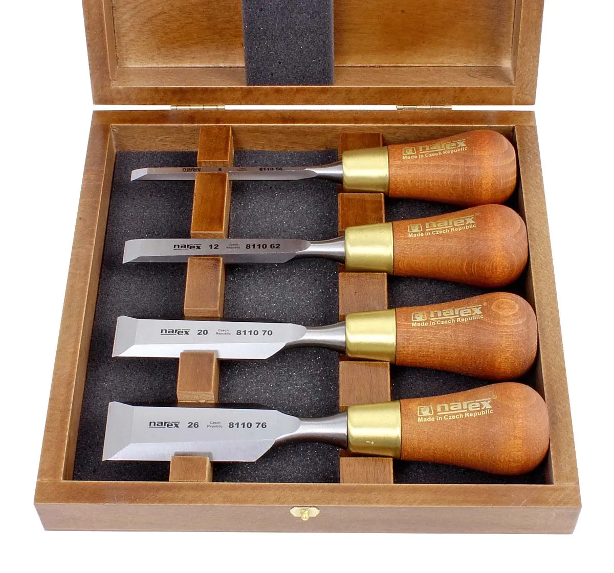 Ensemble de 4 Ciseaux de Paume 6-12-20-26mm dans une Boîte en Bois WOOD LINE PLUS NAREX Ensemble de 4 Ciseaux de Paume 6-12-20-26mm dans une Boîte en Bois WOOD LINE PLUS NAREX