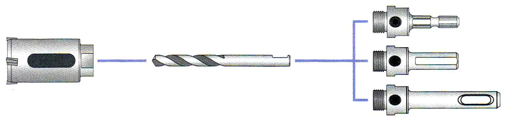 Queue SDS-Plus pour Fraises Cloches en Carbure DL de 20 à 65 mm MIYANAGA