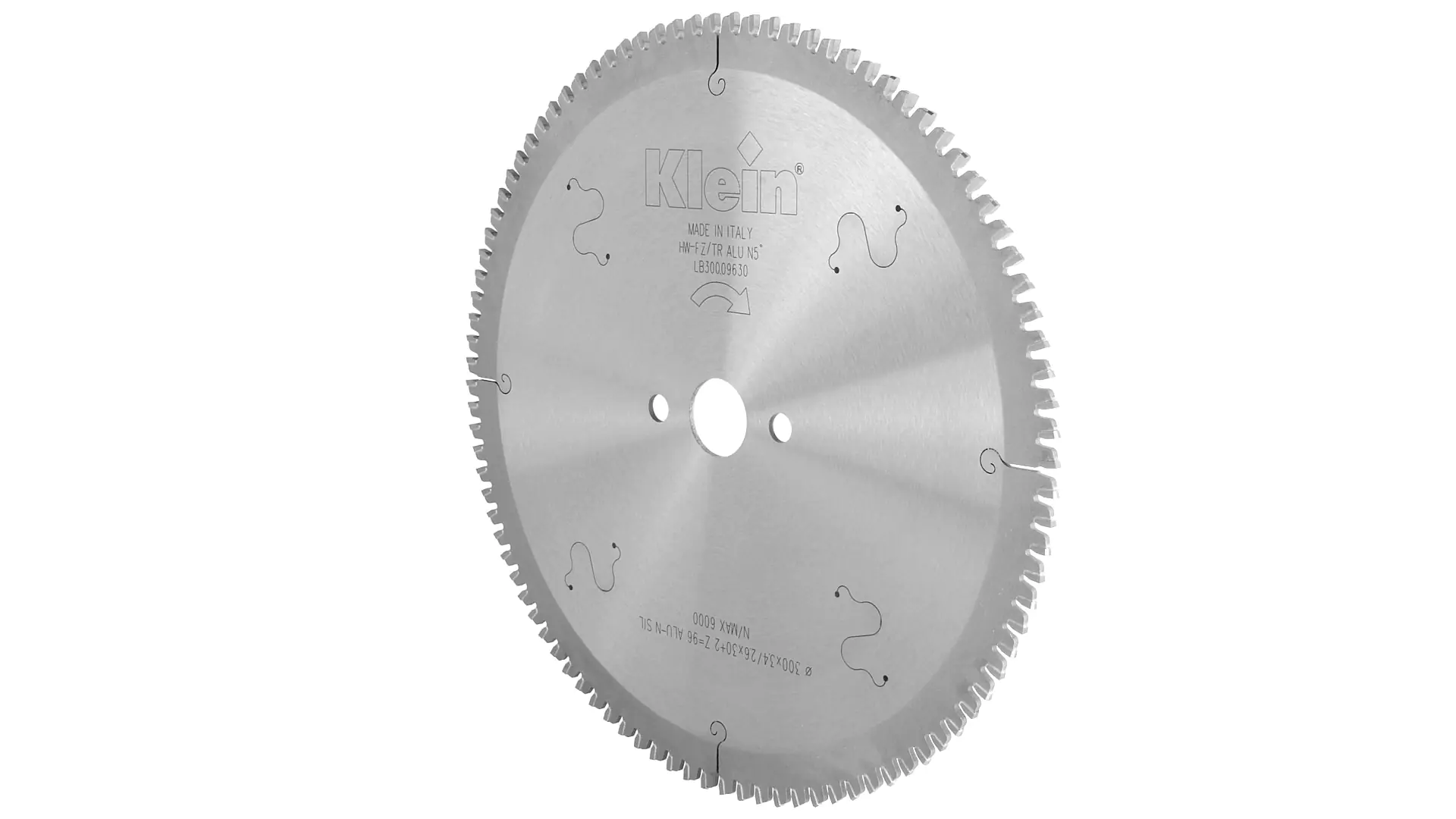 Lame de Scie Circulaire HW D=300mm d=30mm B=3.4mm c=2.6mm Z=96 Denture Plate / Déport Triple Angle d'Attaque Négatif 5 ° for aluminium, PVC and non-ferrours metals KLEIN