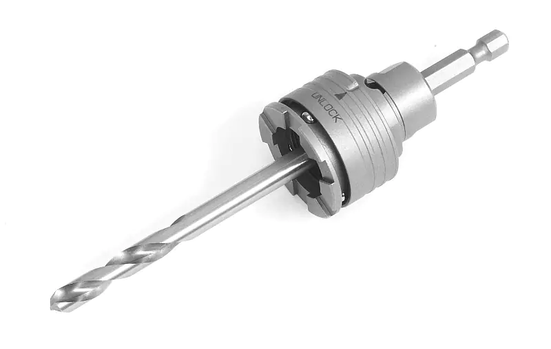 Queue Hexagonale 6.35mm avec Foret Central et Goupille d'Éjection de Mandrin pour Fraises à Plaquettes S-Lock 20-38 mm MIYANAGA