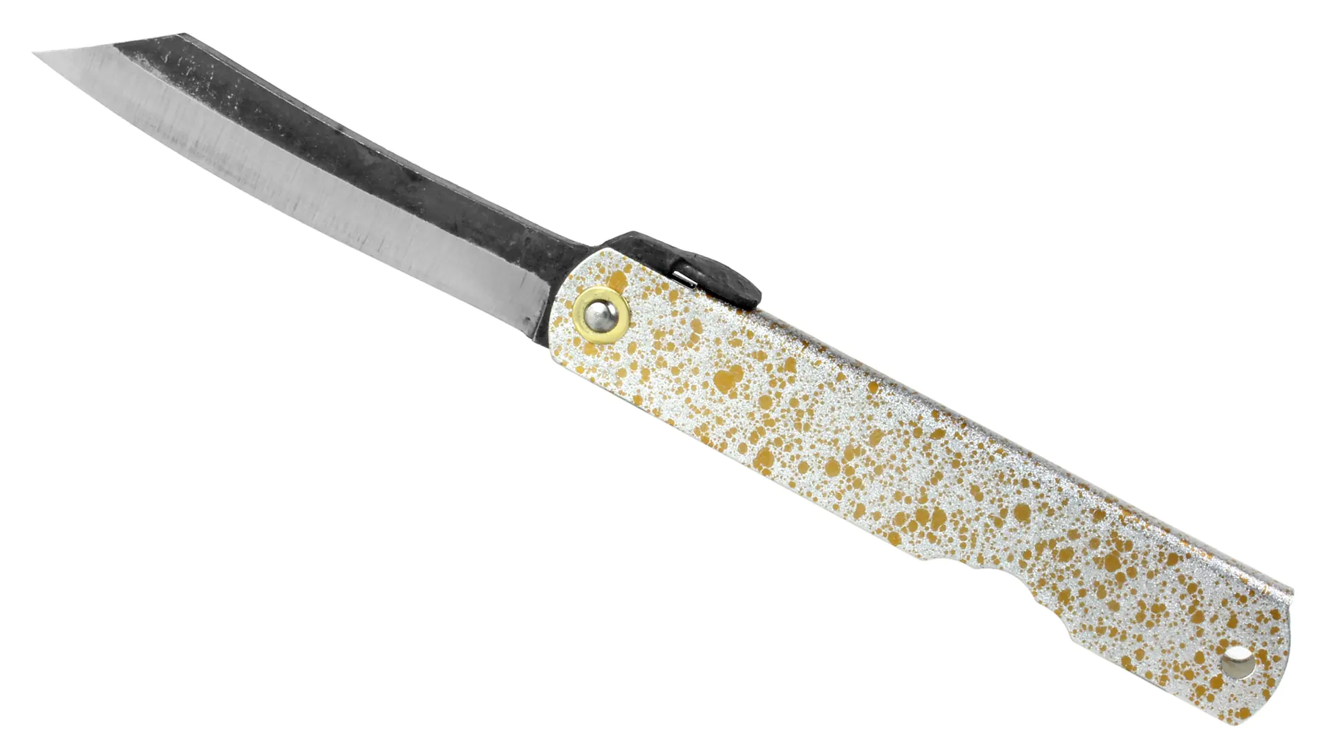 Higonokami - Couteau de Poche Japonais Traditionnel avec Manche Or et Argent Lame 70 mm NAGAO