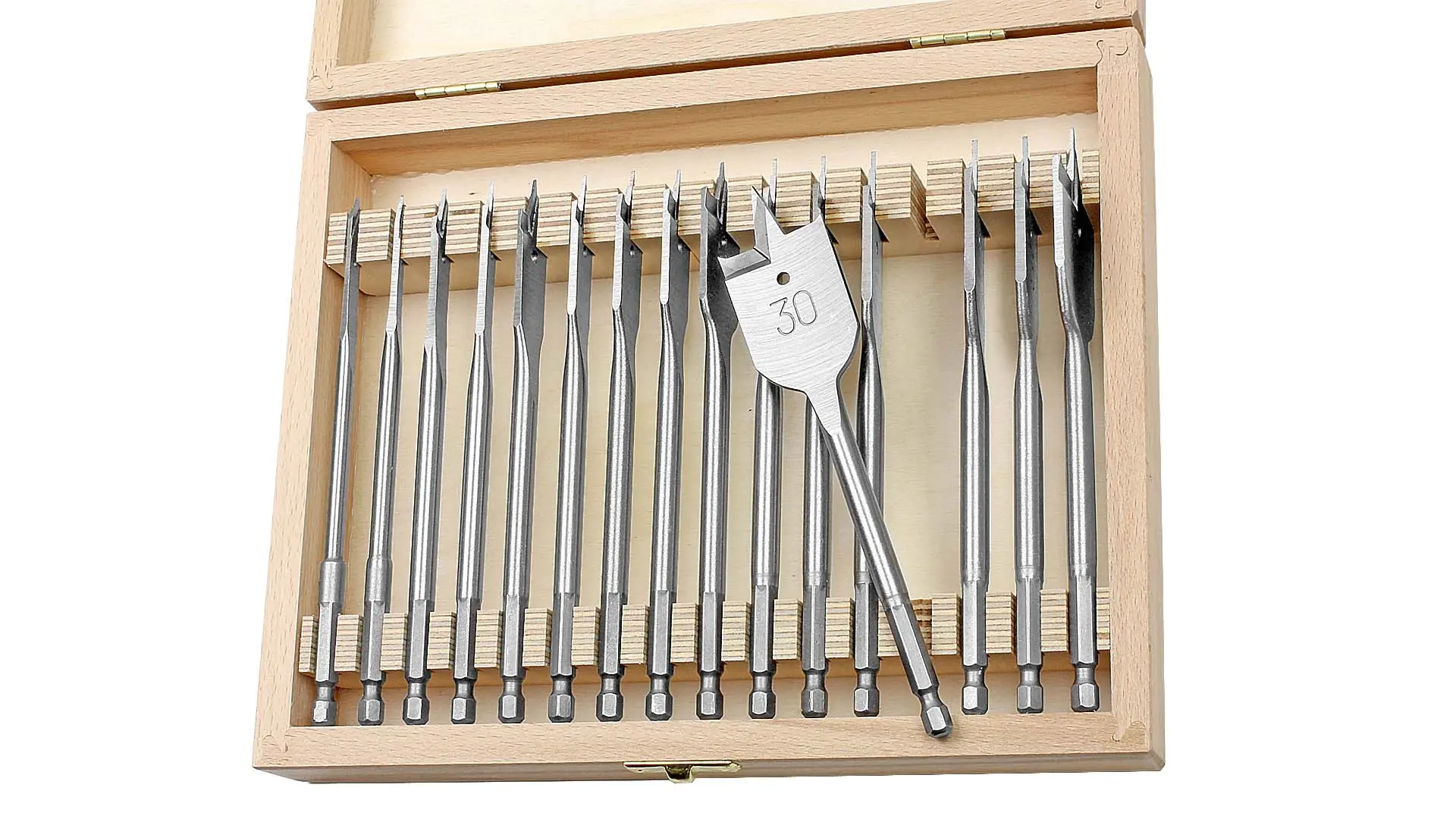 Ensemble de 16 Forets à Bois Plats 6-8-10-12-14-16-18-20-22-24-25-28-30-32-35-38mm