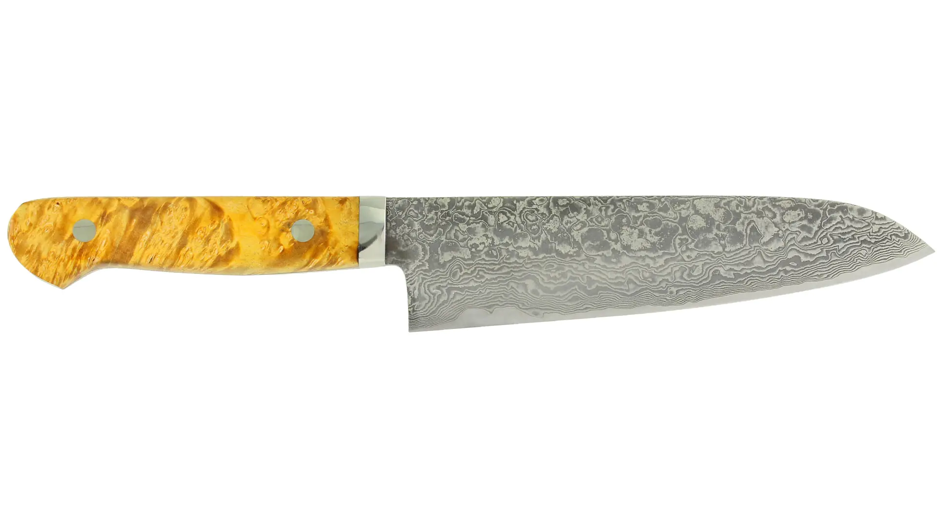 Santoku - kitchen knife core R2-Steel stainless each side 16 layers blade length 165 mm érable handle ITO