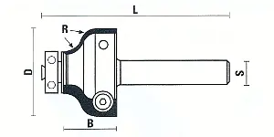 Fraise à Plaquettes à Accolade Romane avec Roulement D=26mm B=15.7mm R=4.5mm L=55mm S=8mm KLEIN