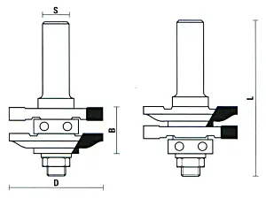 Assemblage de Fraises Rail et Montant (3) avec Roulement TCT D=41mm B=22mm L=70mm S=8mm KLEIN
