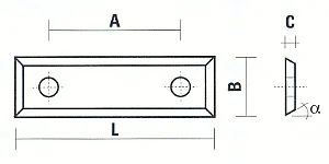 Plaquette de Fraise L=29.5mm B=9mm C=1.5mm Angle=35° A=14mm (Adaptée à 361180) KLEIN