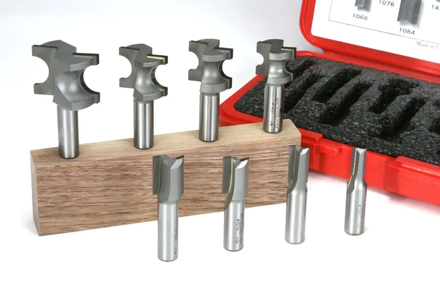 Jeu de 8 Fraises de Défonceuse HingeCrafter METRIC Queue 1/2 pouce (12.7 mm) INCRA / WHITESIDE