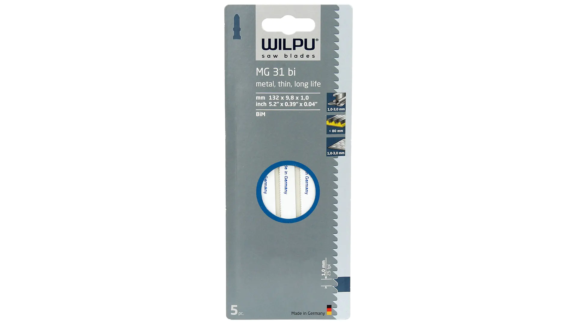 Lame de Scie Sauteuse Kit de 5 Pièces MG 31 bi WILPU