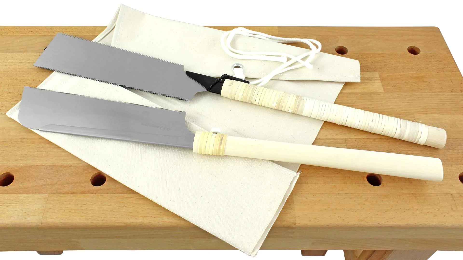 Ensemble de 2 Scies Japonaises Comprenant Ryoba 309310 - Dozuki 312028 et Housse de Scie en Toile 309858