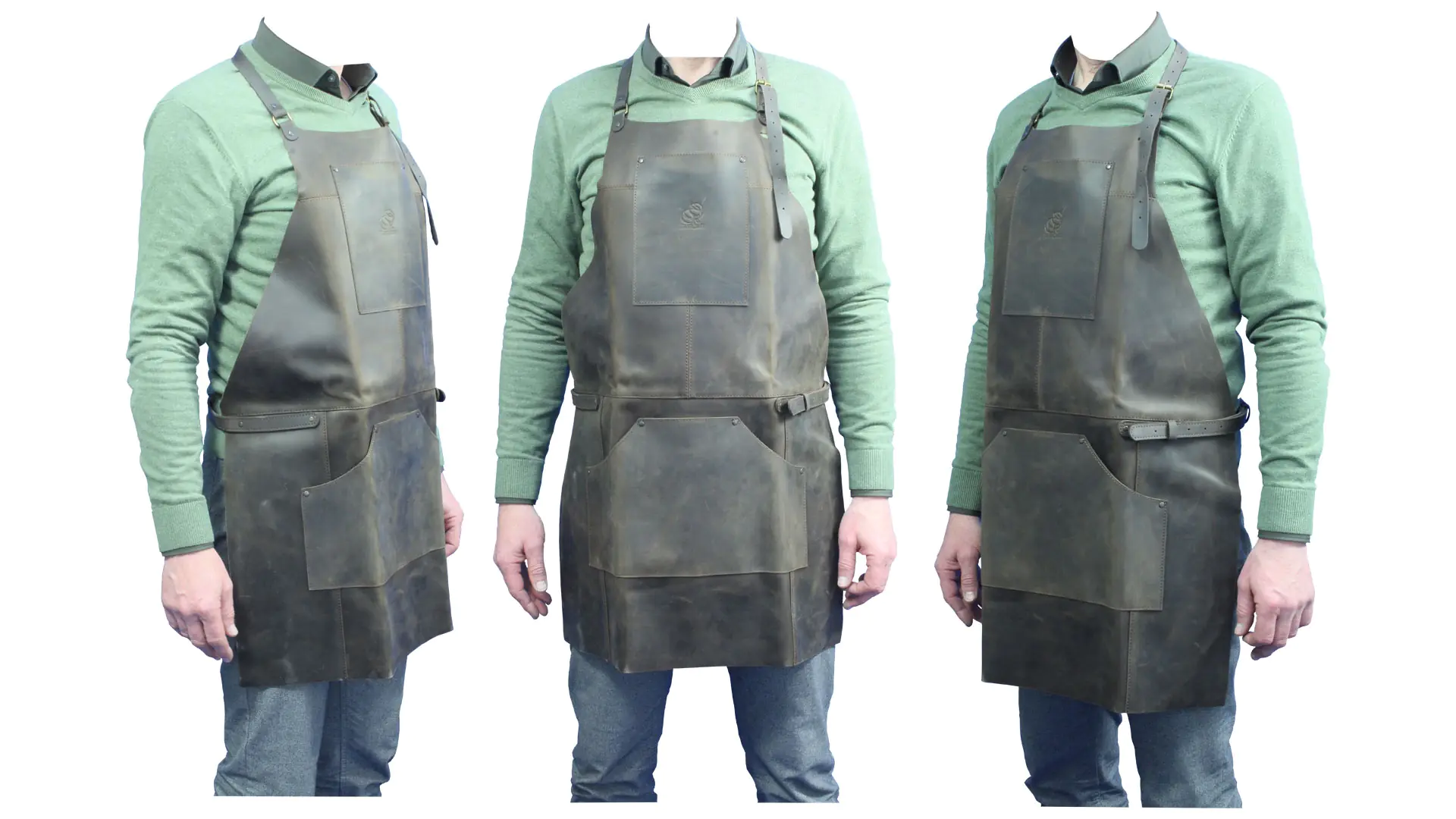 Tablier en cuir véritable brun BEAVERCRAFT