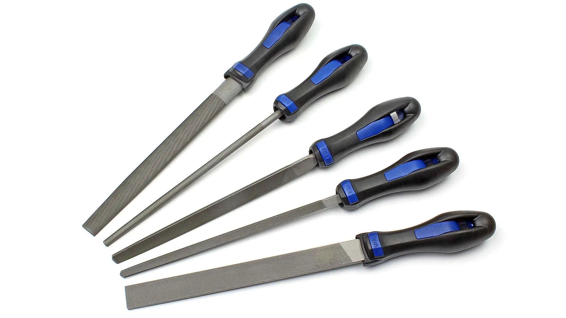 Ensemble de 5 Limes avec Poignée Ergonomique Plate Coupe n°2 Longueur de Coupe 200 mm AJAX