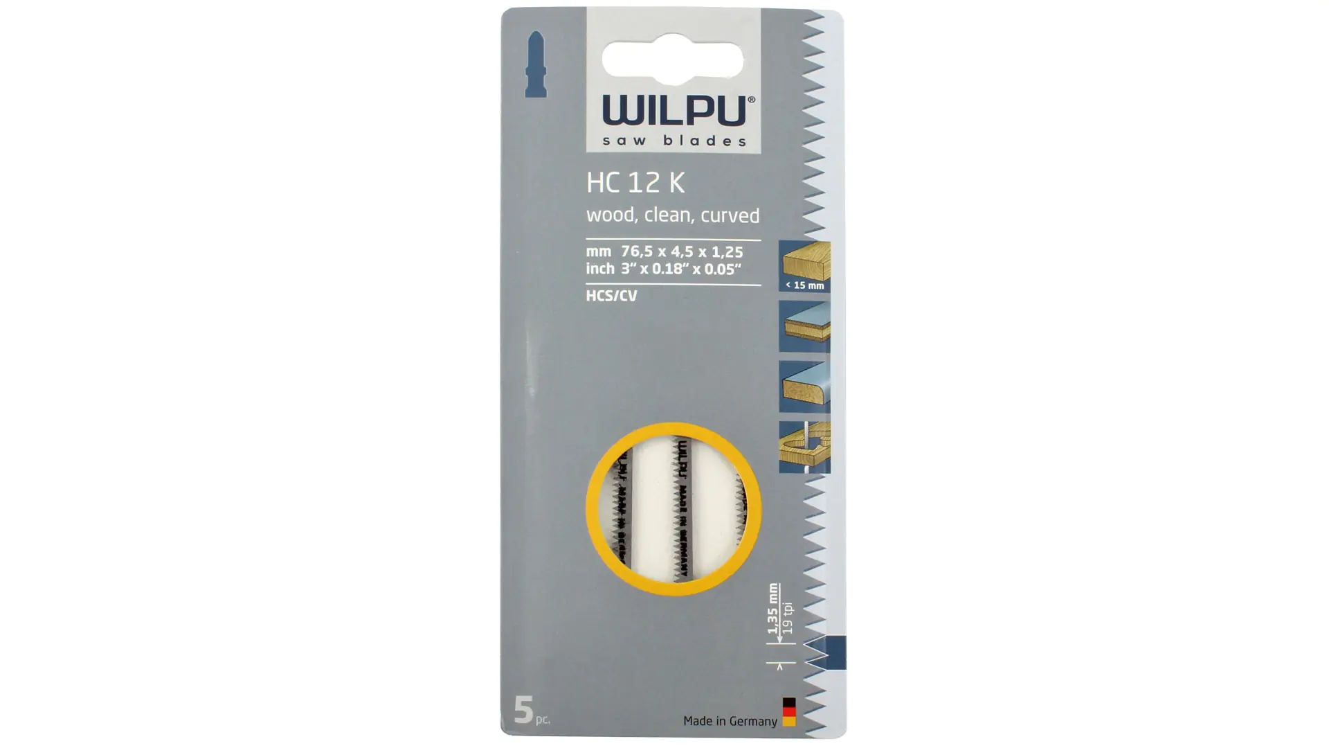 Lame de Scie Sauteuse Kit de 5 Pièces HC 12 K WILPU