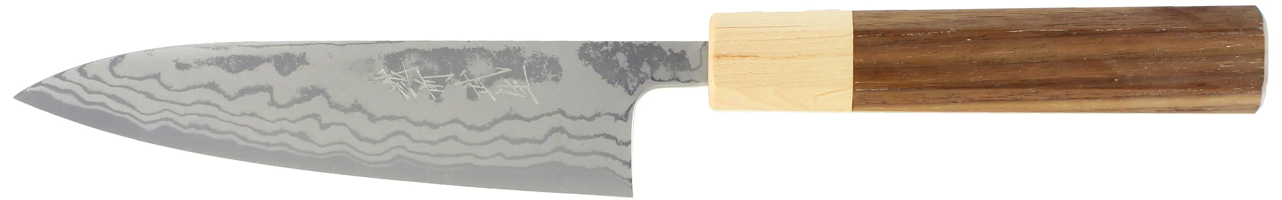 Couteau Petty Aogami Damascus 135 mm avec manche en noyer Shiro Kamo