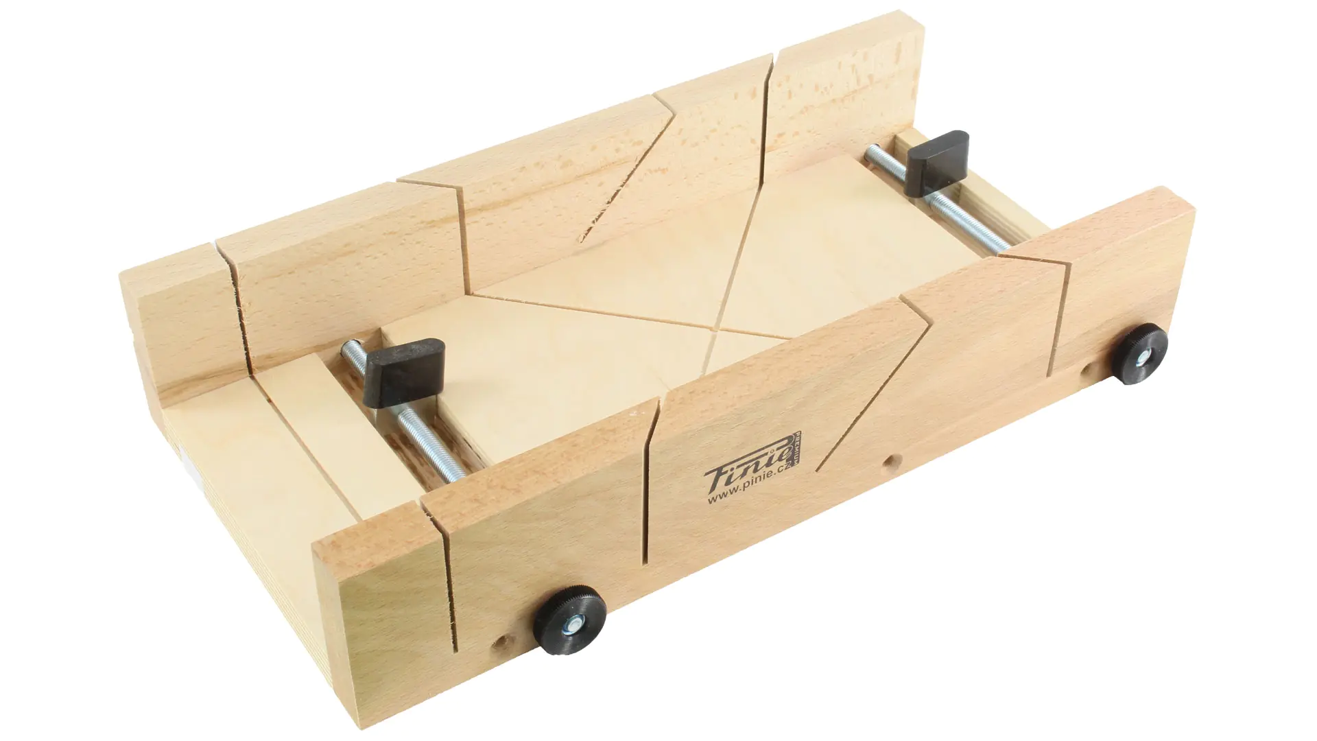 Boîte à Onglets Côtés en Bois de Hêtre Base en Panneau de Particules avec 2 Pinces de Fixation 350x140x50mm PINIE