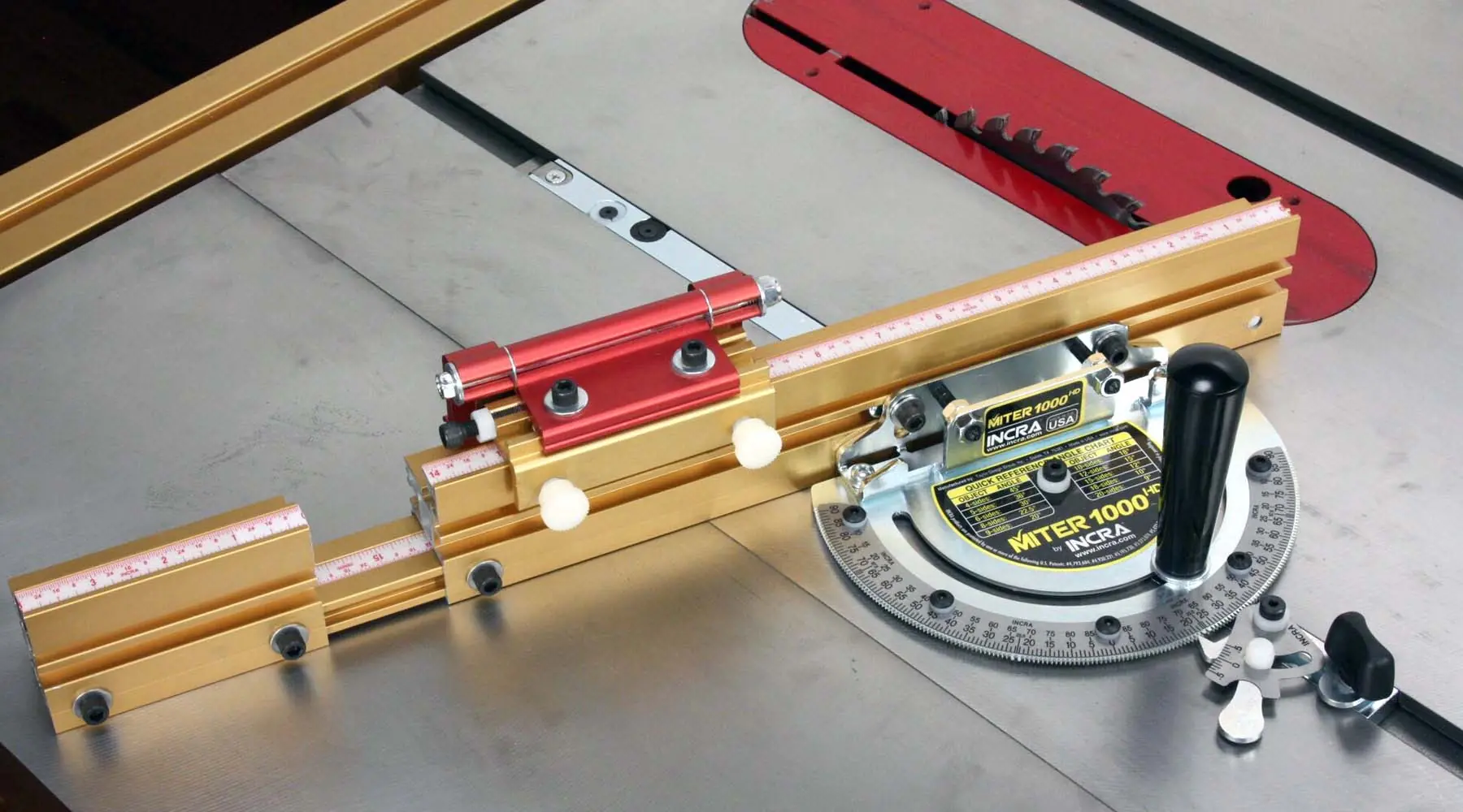 INCRA Calibre à Onglet 1000HD avec Guide de Rail 18 "= 457 mm avec Butée Coulissante et Guide Télescopique