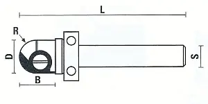 Fraise à Plaquettes Ronde avec Roulement D=12.7mm B=13mm R=6mm L=59mm S=8mm KLEIN