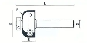 Fraise à Plaquettes à Congé avec Roulement D=26mm B=12.7mm R=6mm L=65mm S=8mm KLEIN