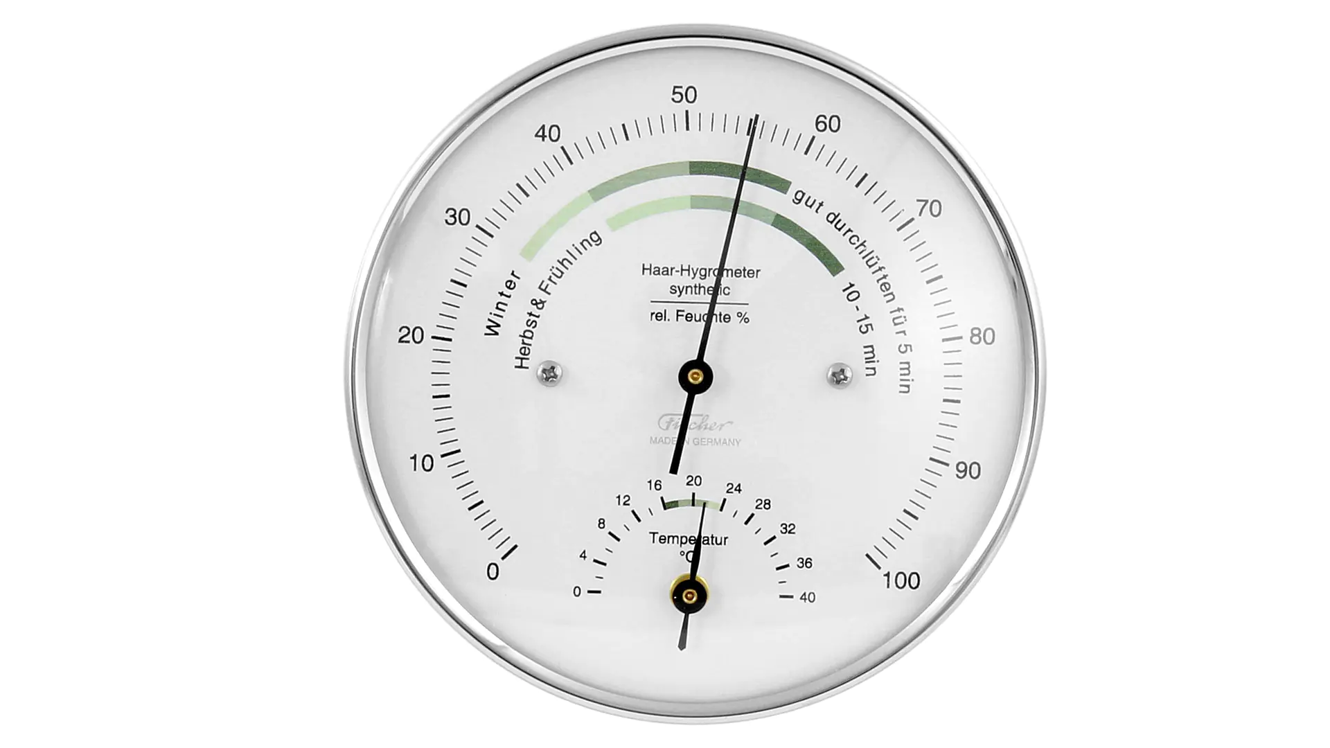 Hygro-thermomètre (Humidité et Température) pour Intérieur Dimension 103mm FISCHER