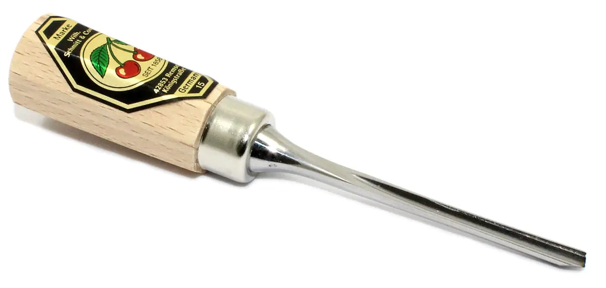 Mini Gouge en V Droite 75° - Coupe 39 - 4 mm L = 105 mm TWO CHERRIES Mini Gouge en V Droite 75° - Coupe 39 - 4 mm L = 105 mm TWO CHERRIES