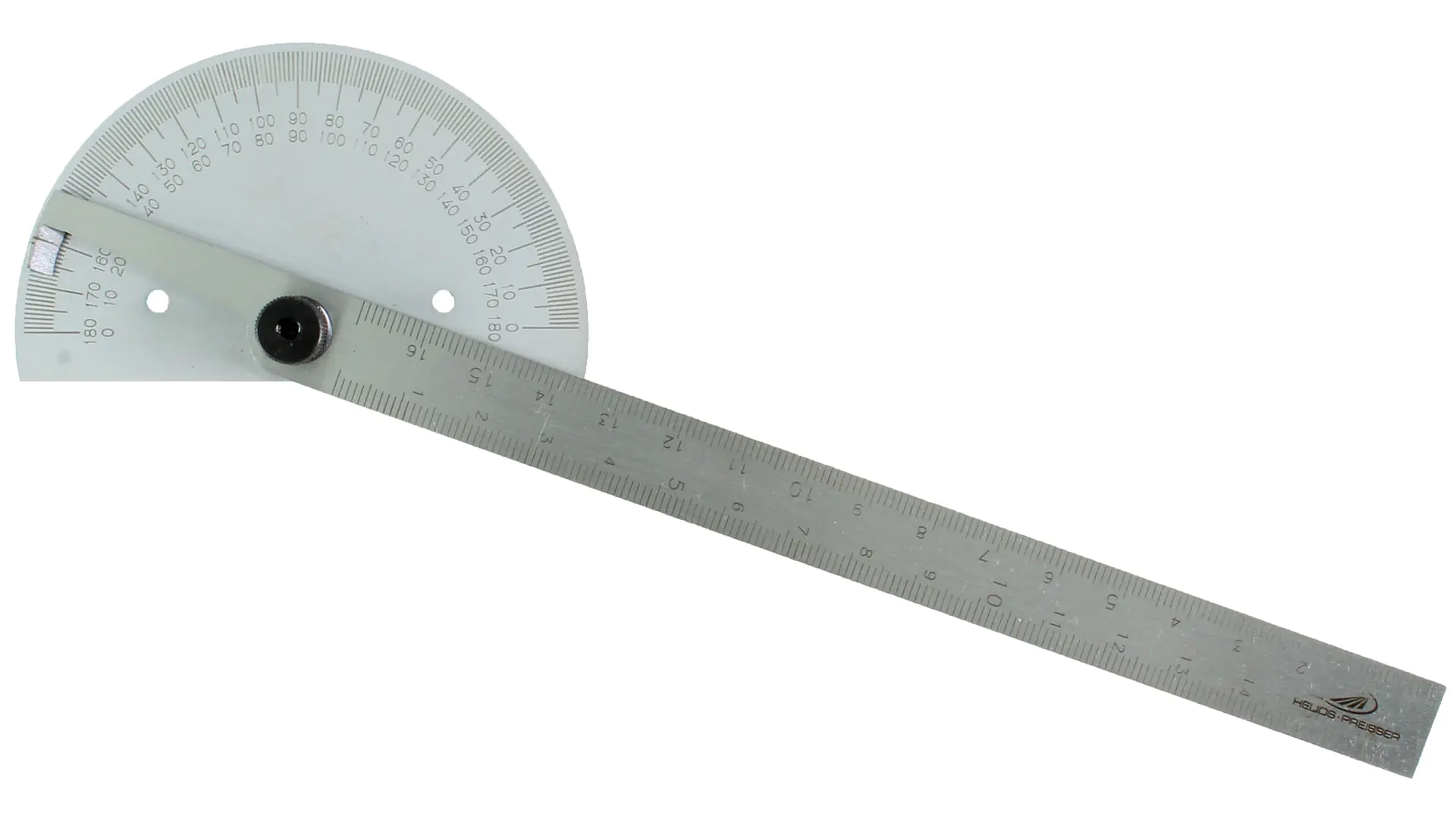 Rapporteur 0 - 180 ° avec Vis de Blocage Diamètre de l'Arc D=85mm Base Demi-Ronde PREISSER