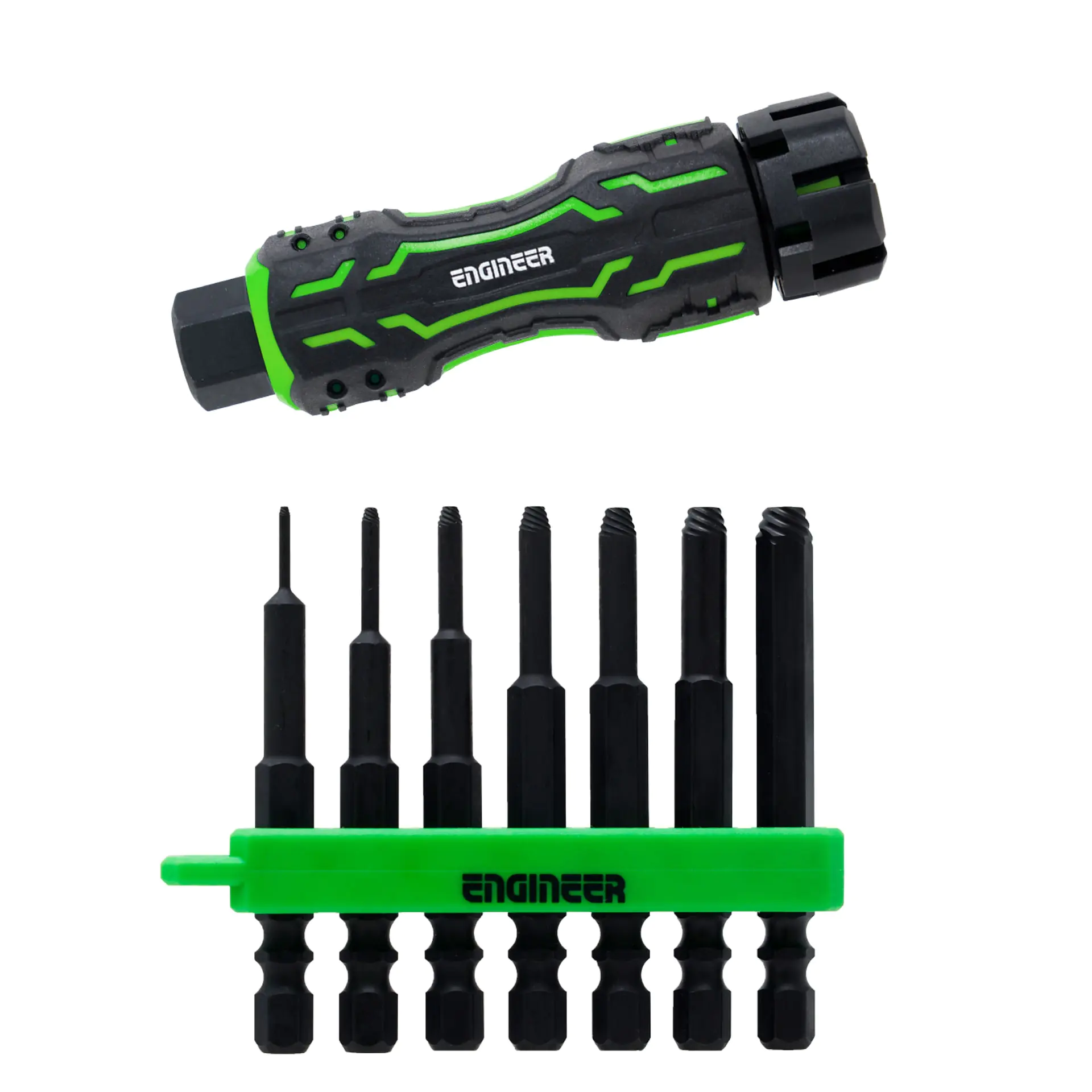 Kit d'extraction de vis 7 en 1 de 65 mm pour vis à six pans creux + mini porte-embouts ENGINEER