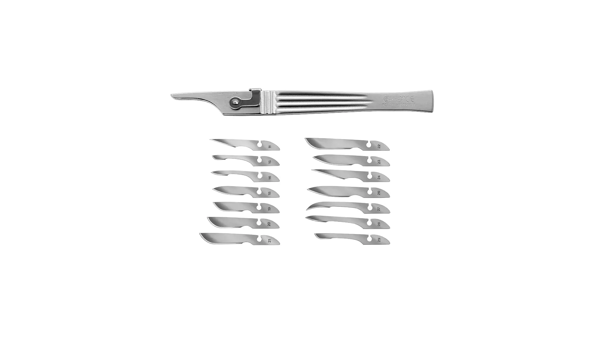 Poignée de Scalpel N ° 1 avec 14 Lames Différentes Non Stériles
