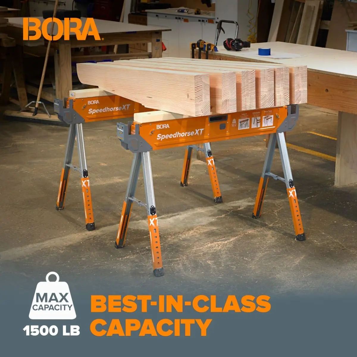 Set de 2 Chevalets de travail réglable « Speedhorse XT » PM-4550 BORA Set de 2 Chevalets de travail réglable « Speedhorse XT » PM-4550 BORA