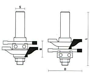 Assemblage de Fraises Rail et Montant (2) avec Roulement TCT D=46mm B=22mm L=70mm S=8mm KLEIN