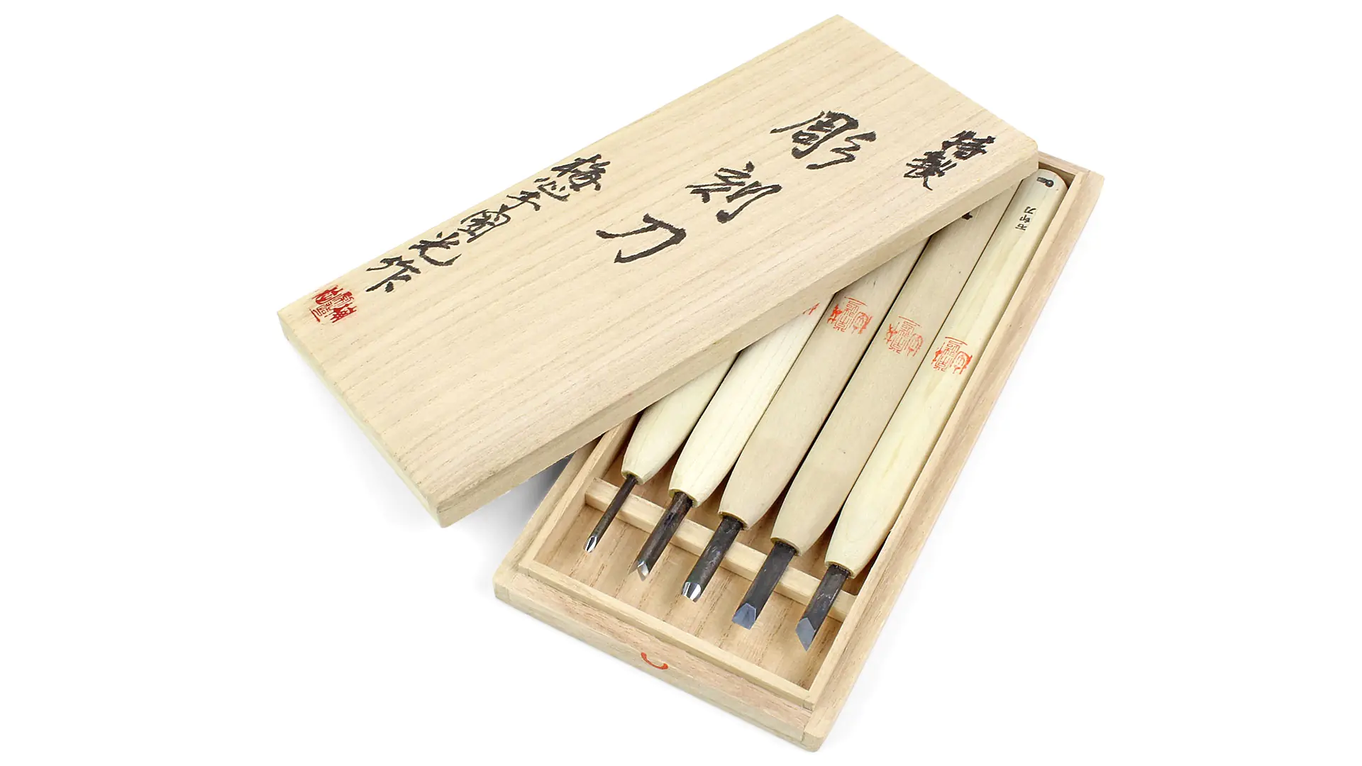 Coffret de Sculpteur 5 Pièces Aogami / en Acier Bleui Super A BAISHINSHI-KUNIMITSU