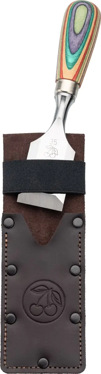 W.I.N.A.C. Burin court 35 mm dans un étui en cuir avec manche de skateboard KIRSCHEN
