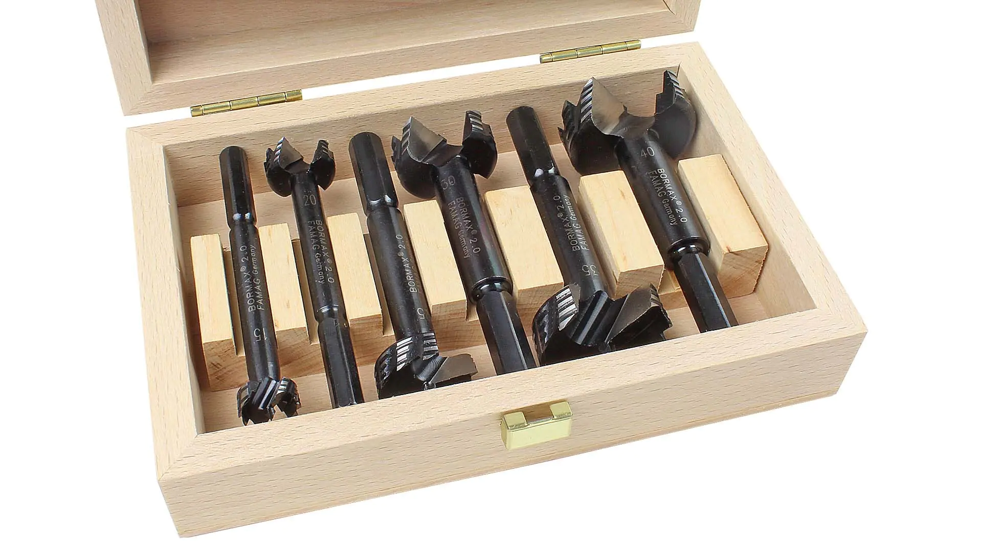 Coffret de 6 Bormax dans une Boîte en Bois 15-20-25-30-35-40 mm FAMAG