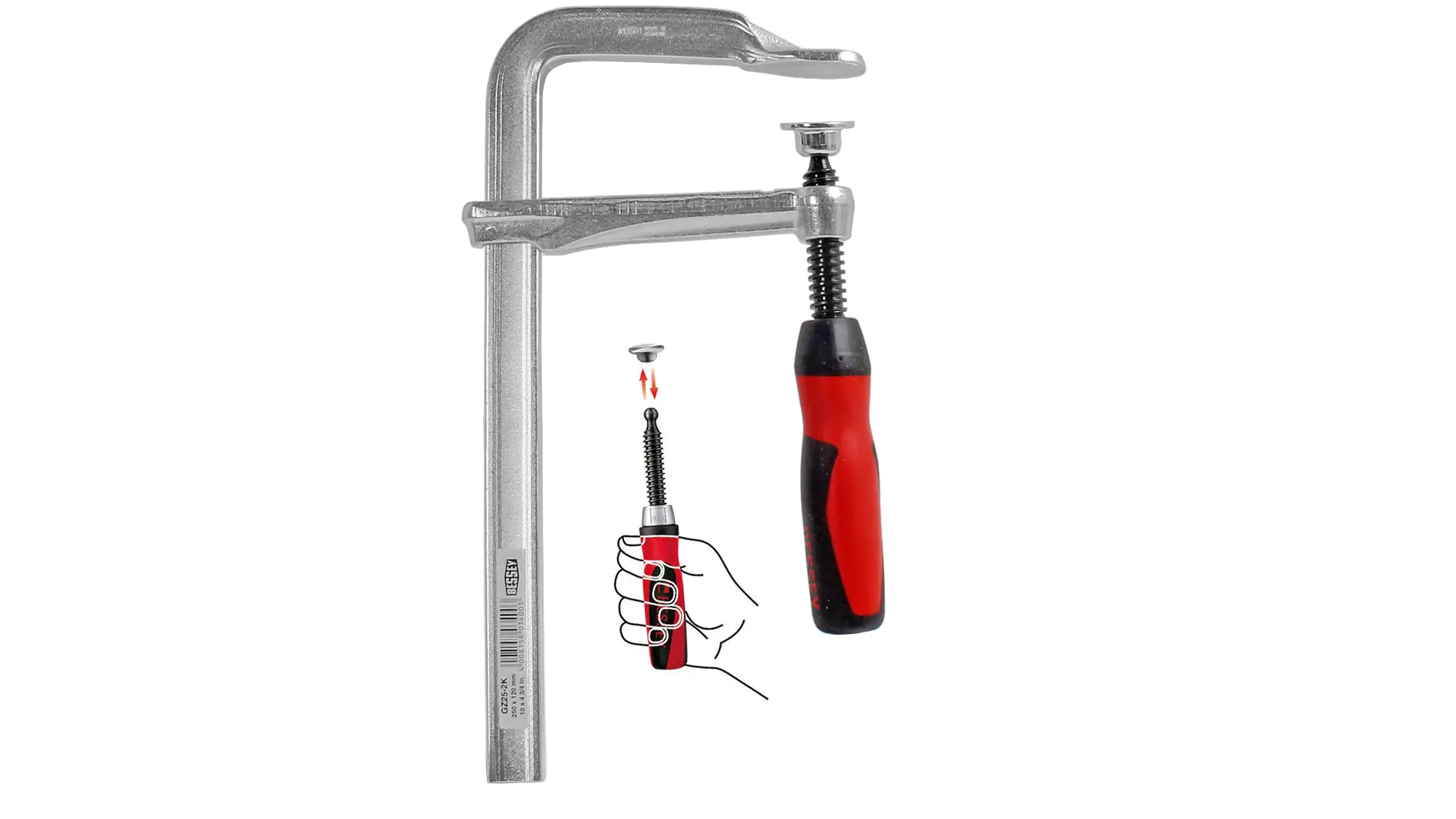 GZ10-2K Vis de Serrage Tout en Acier Ouverture 100 mm Profondeur de Serrage 60 mm avec Manche Confort BESSEY GZ10-2K Vis de Serrage Tout en Acier Ouverture 100 mm Profondeur de Serrage 60 mm avec Manche Confort BESSEY