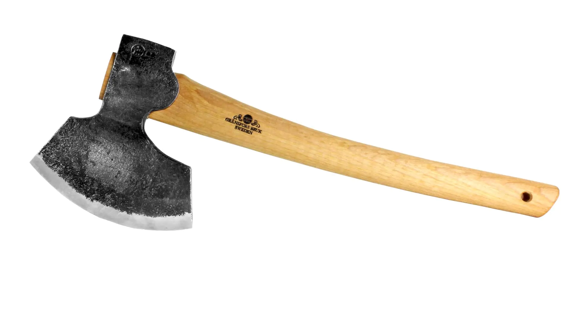 Hache Suédoise Large Manche Décalé à Droite Lame avec Biseau du Côté Droit Mod. 1900 GRANSFOS BRUKS