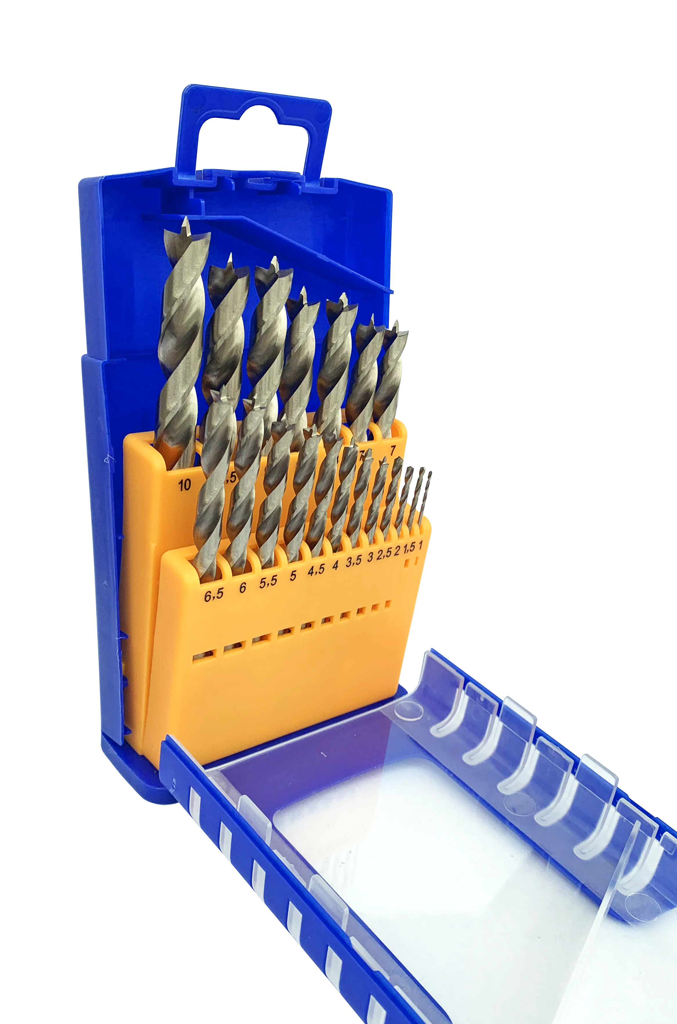 Lot de 19 forets hélicoïdaux en acier rapide pour bois FISCH