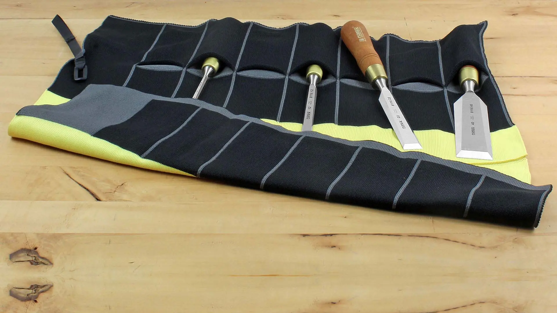 Rouleau pour Ciseaux à Bois en Tissage 3D avec 7 Poches VERITAS Rouleau pour Ciseaux à Bois en Tissage 3D avec 7 Poches VERITAS