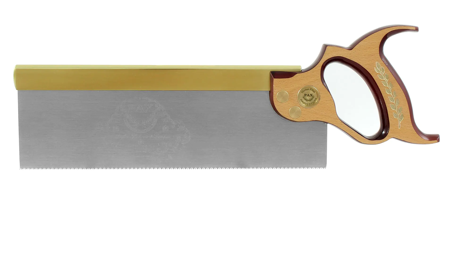 Scie à dos avec denture longitudinale de Thos. Flinn Scie à dos avec denture longitudinale de Thos. Flinn