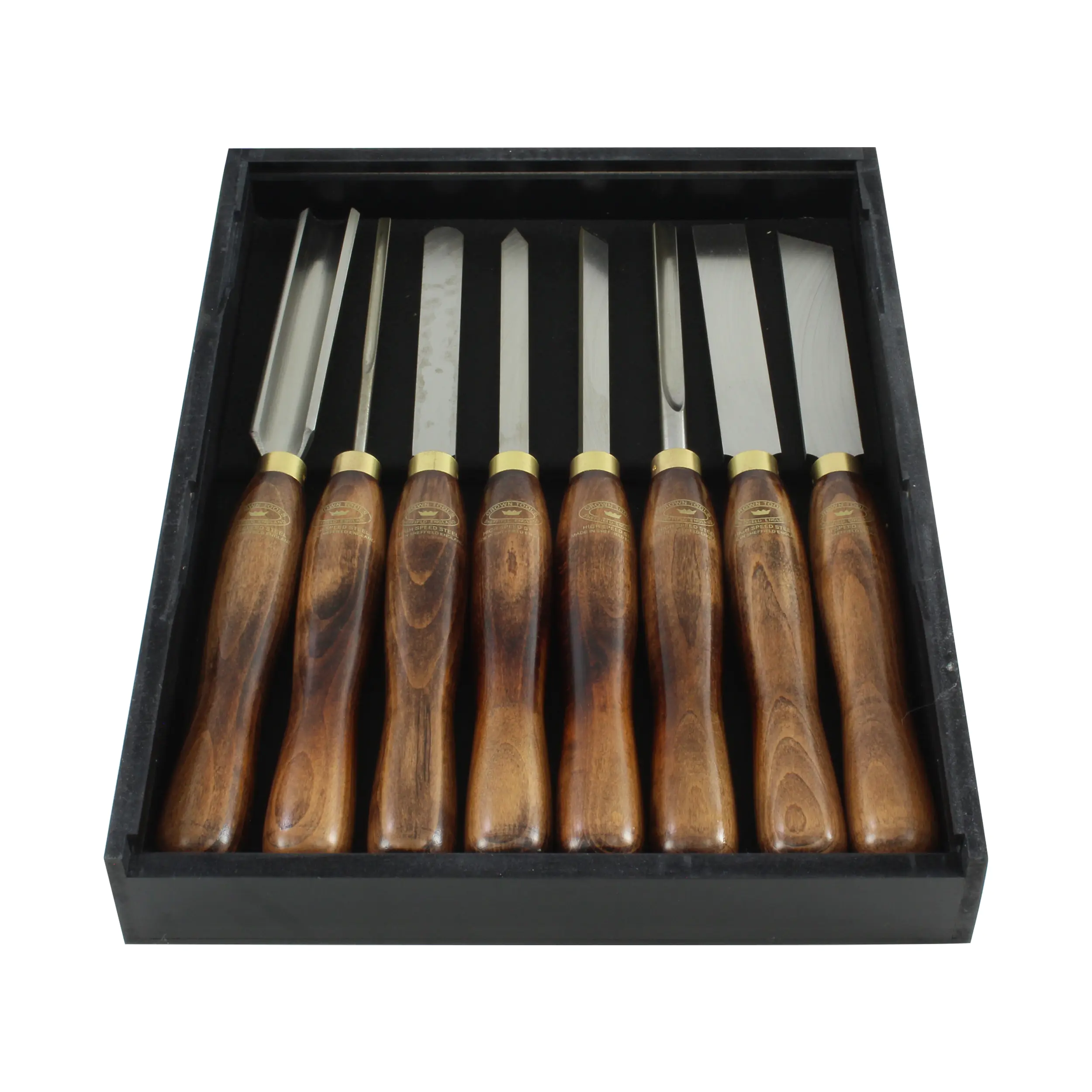 Coffret de Tournage sur Bois 8 pièces dans une boîte en bois CROWN
