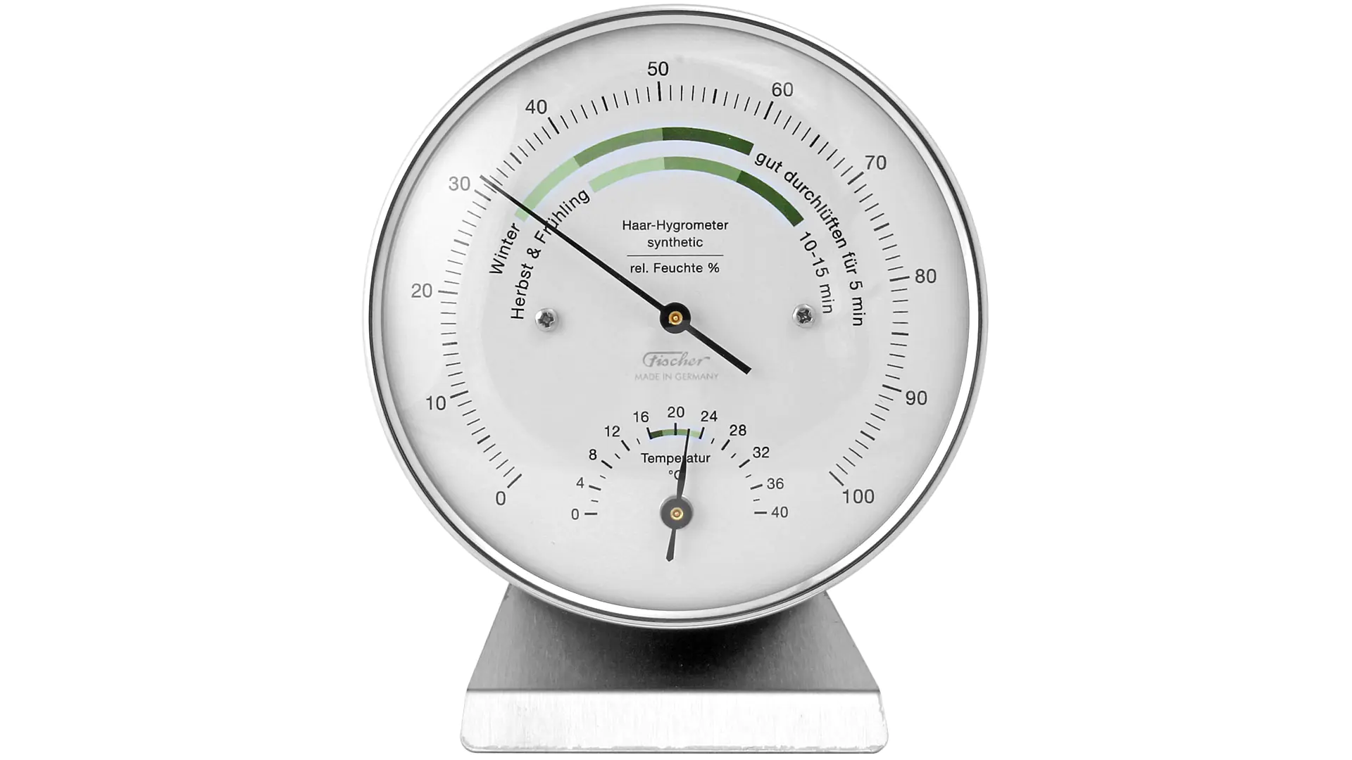 Hygro-thermomètre (Humidité et Température) avec Support pour Intérieur Dimension 103mm FISCHER