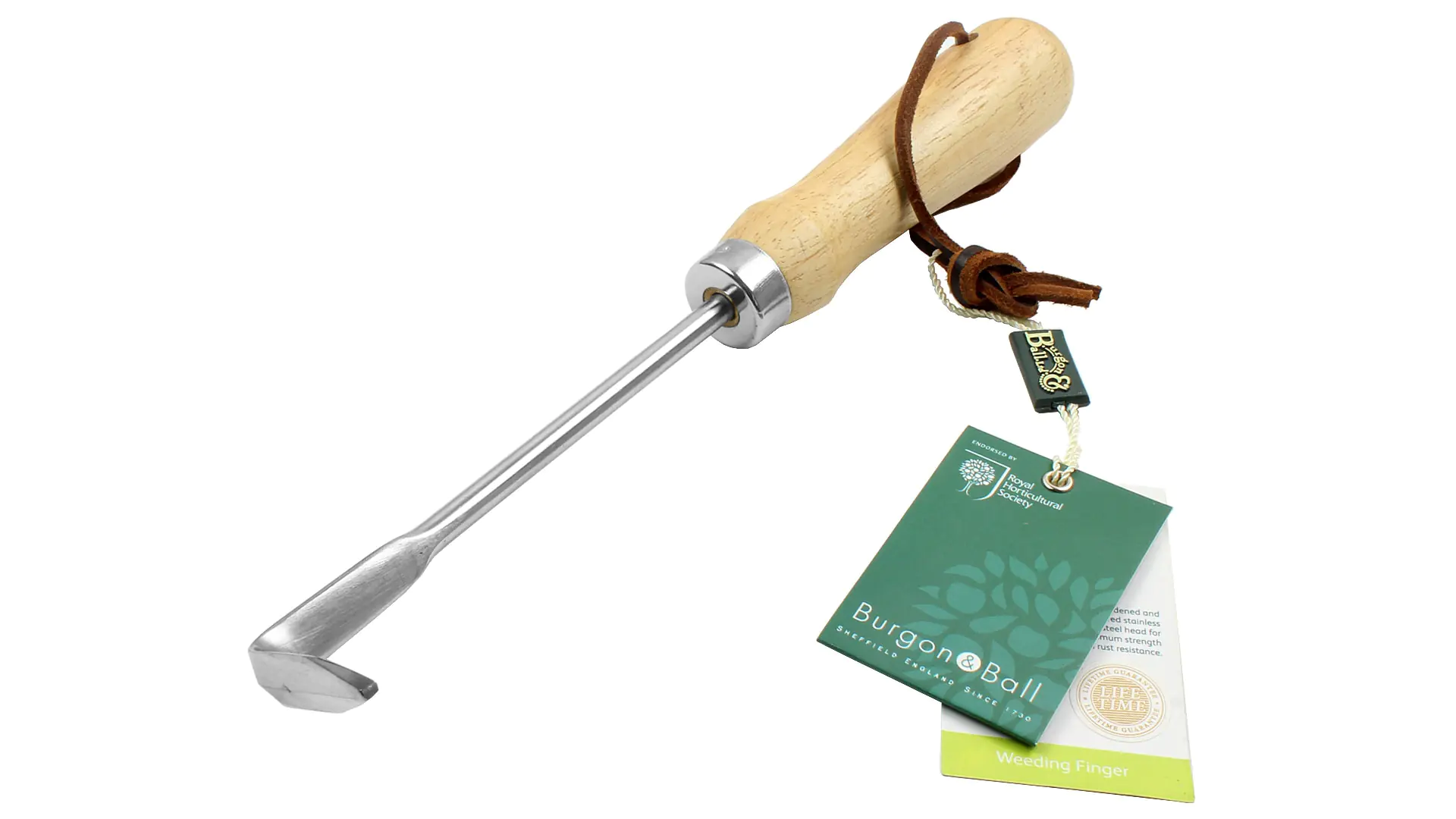 Truelle de désherbage en acier inoxydable avec manche en bois Longueur totale 270 mm = 10-1 / 2 po. BURGON & BALL