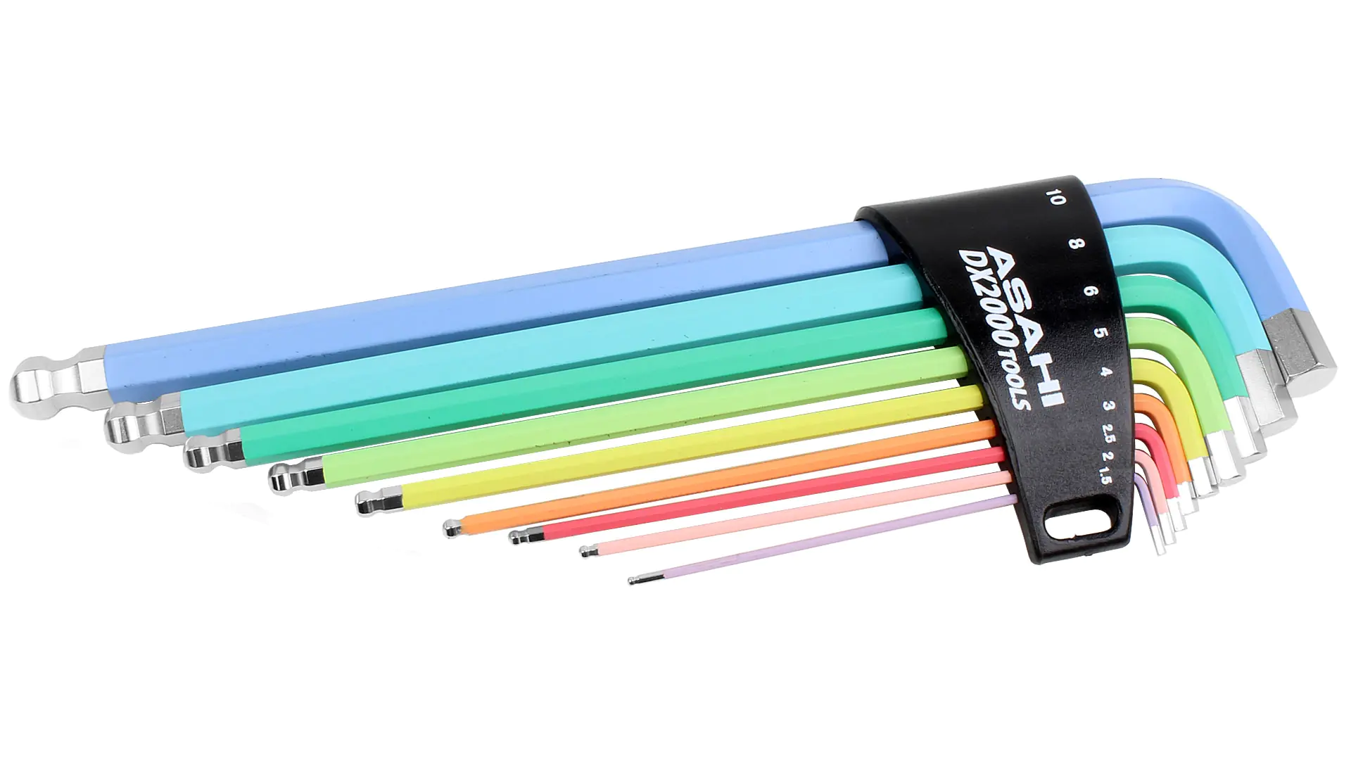 Ensemble de 9 Clés Allen Colorées 1.5-2-2.5-3-4-5-6-8-10 mm ASAHI Ensemble de 9 Clés Allen Colorées 1.5-2-2.5-3-4-5-6-8-10 mm ASAHI