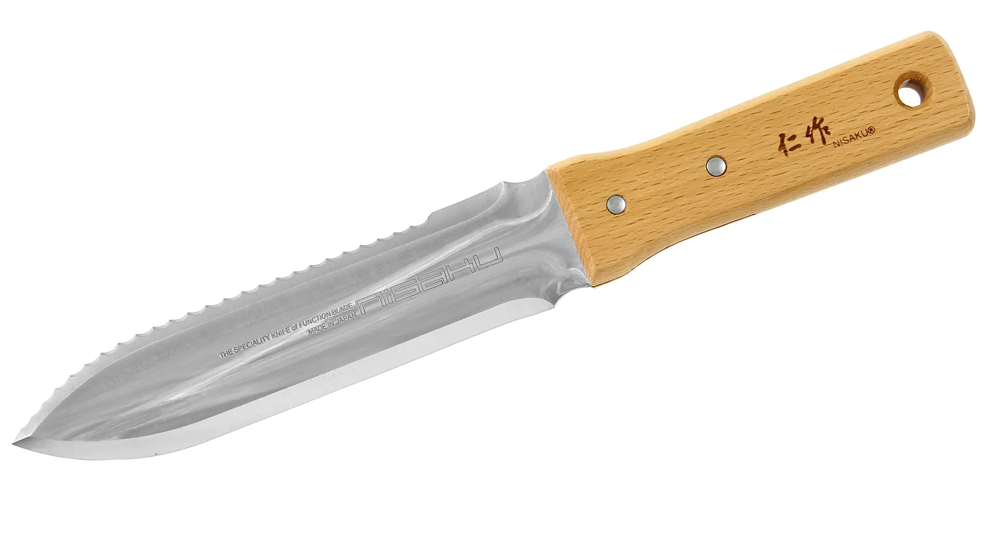 Couteau de plantation et de creusement (Hori Hori) en acier inoxydable avec manche en bois