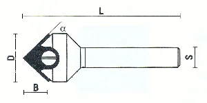 Fraise à Plaquettes en V D=17.6mm B=8.5mm Angle=45° L=53mm S=8mm KLEIN