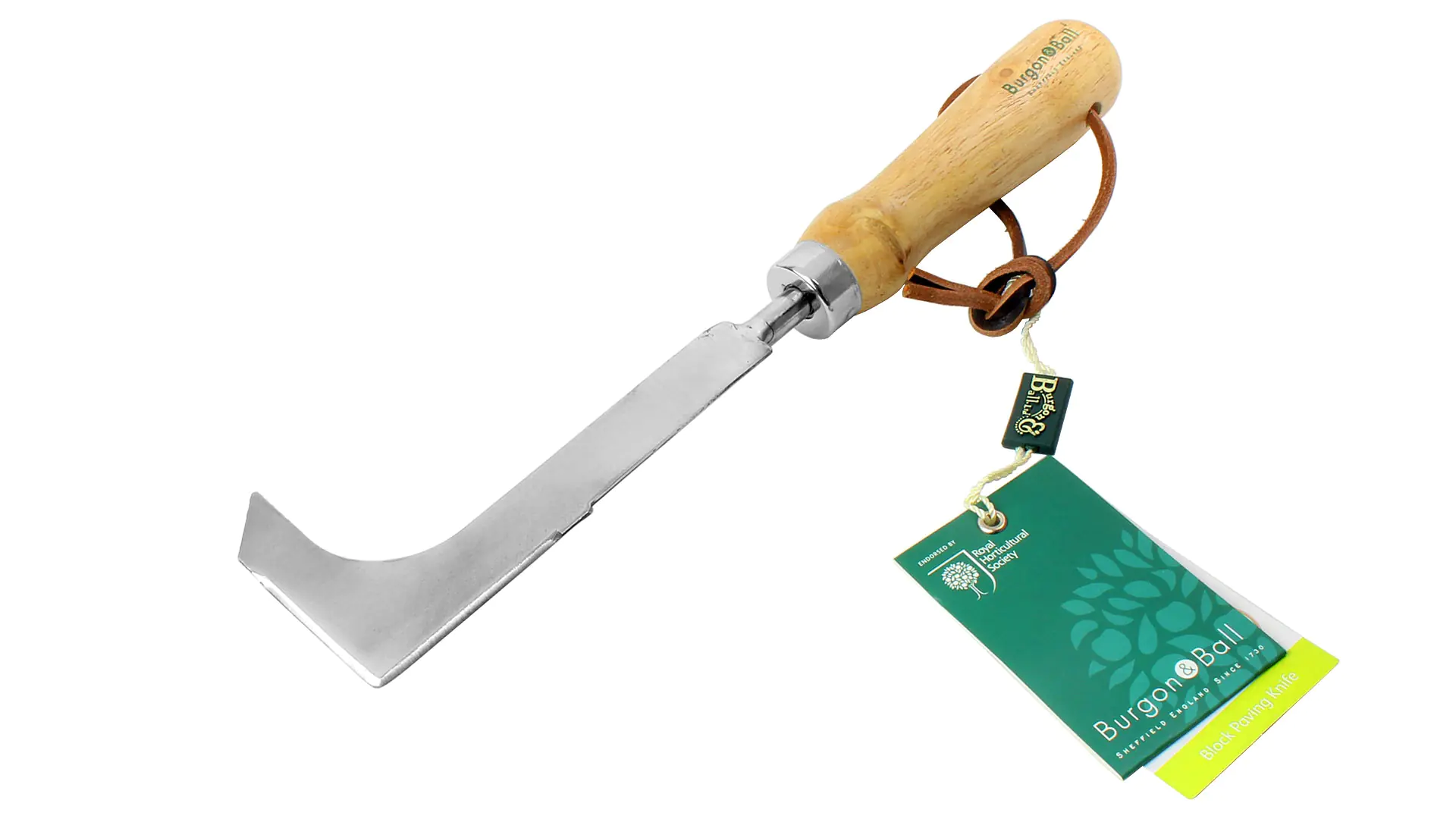Couteau à paver en acier inoxydable avec manche en bois Longueur totale 280 mm = 11 po. BURGON & BALL